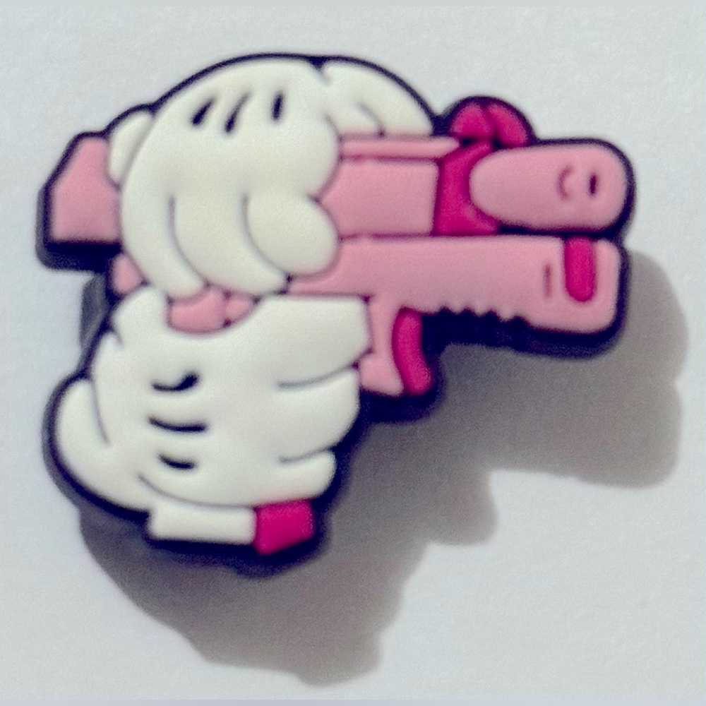 (10 for $16) Cute Pink Gun Croc Shoe Charm Jibbit